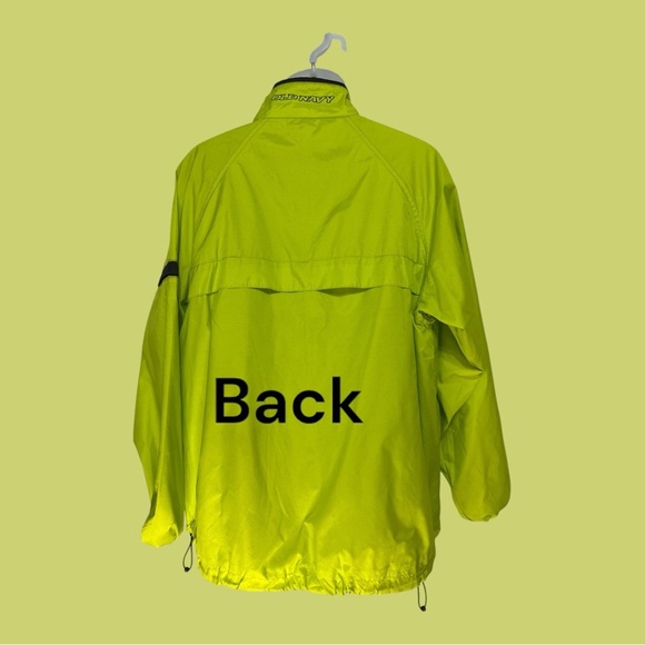 Old Navy Windbreaker Rain Jacket Lime Green Zip Up Adjustable Waist Size Med - Picture 3 of 9